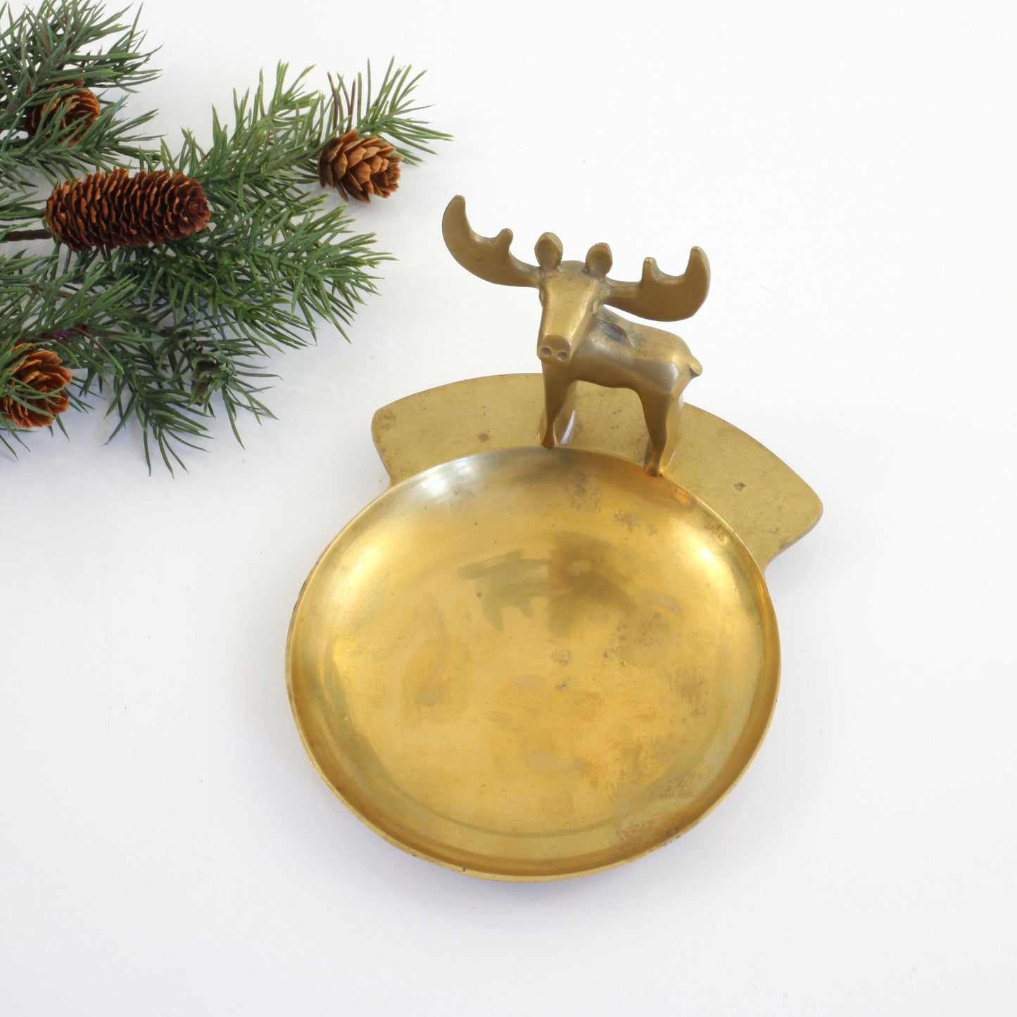 SOLD - Vintage Brass Moose Trinket Dish / Loyal Order of Moose Membership Appreciation Award
