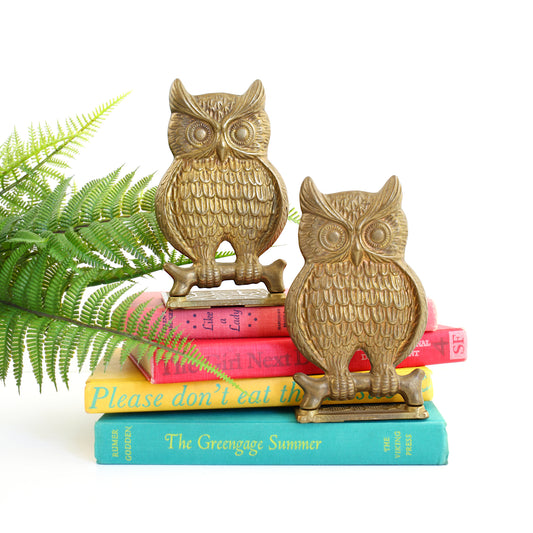SOLD - Vintage Brass Owl Bookends