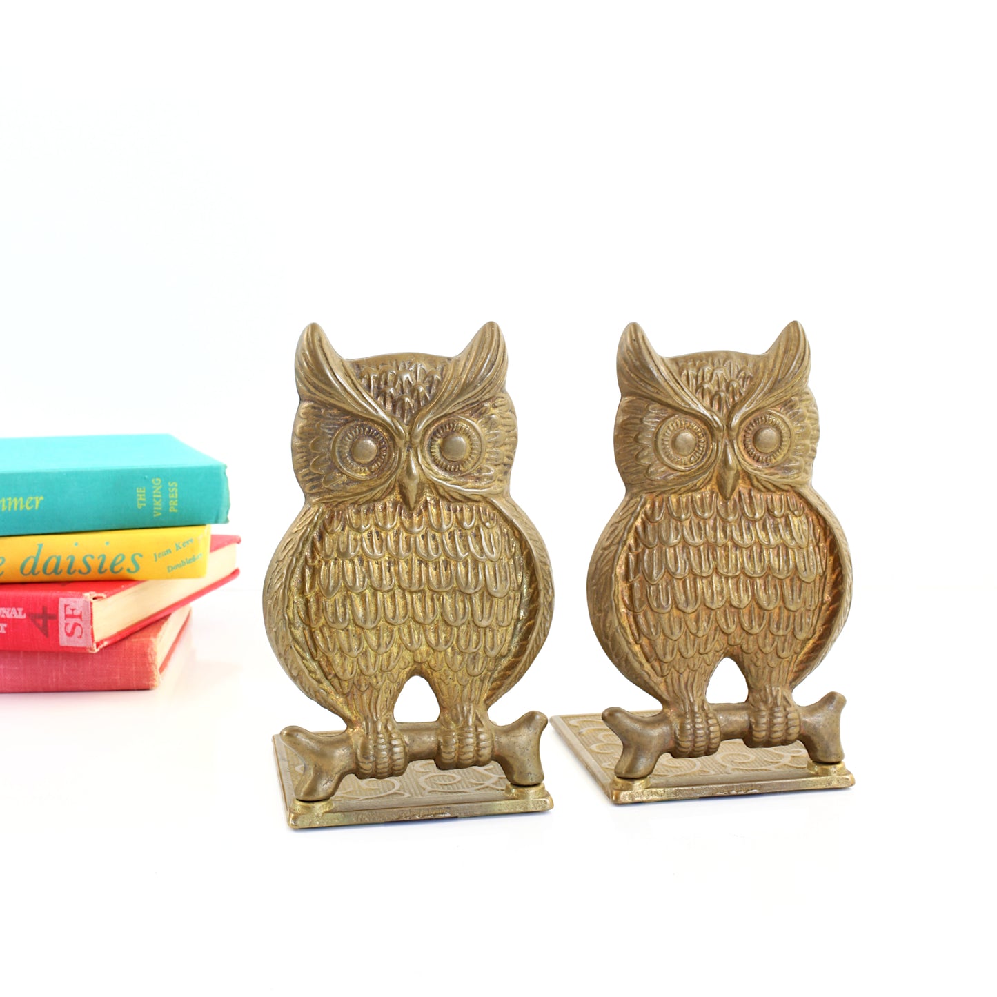 SOLD - Vintage Brass Owl Bookends