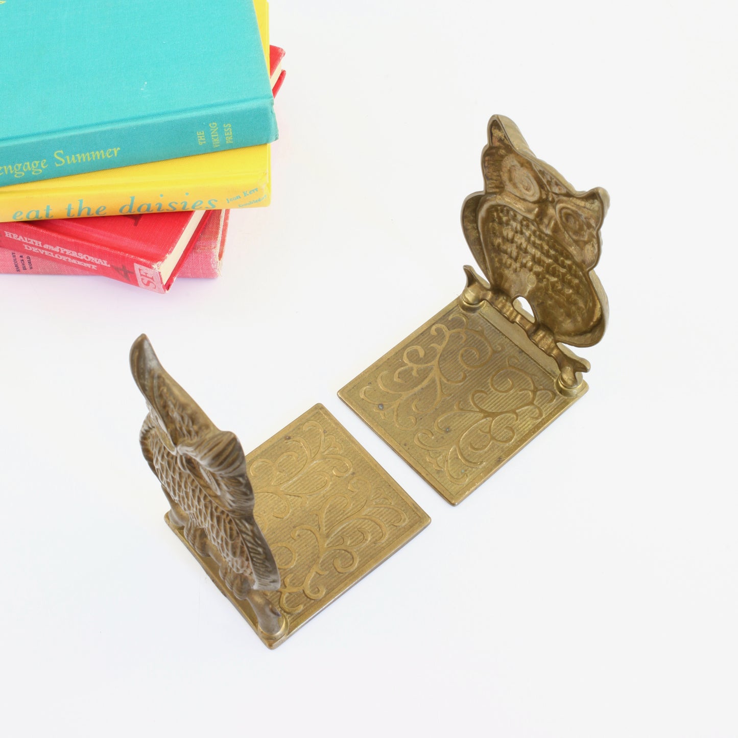 SOLD - Vintage Brass Owl Bookends