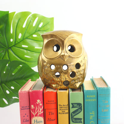 SOLD - Vintage Brass Owl Candle Holder