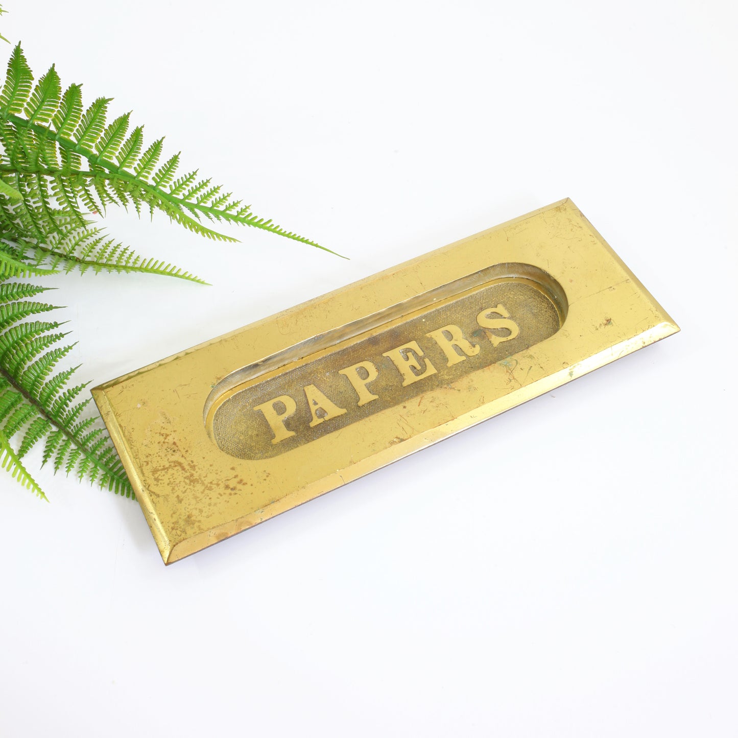 SOLD - Vintage Brass 'Papers' Mail Slot