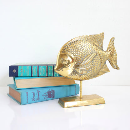 SOLD - Vintage Brass Tropical Fish on Stand