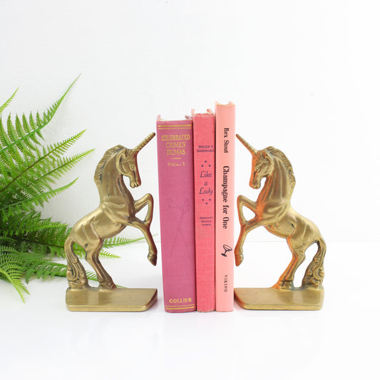 SOLD - Vintage Brass Unicorn Bookends