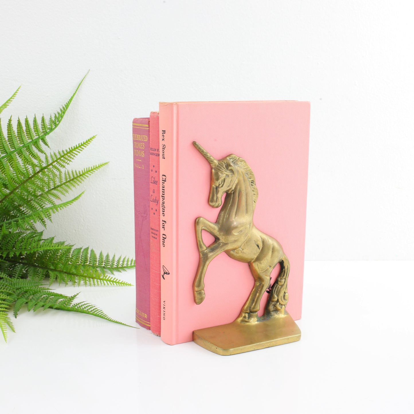 SOLD - Vintage Brass Unicorn Bookends