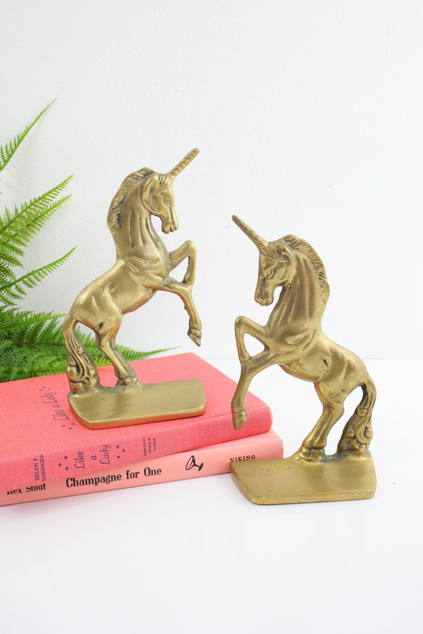 SOLD - Vintage Brass Unicorn Bookends