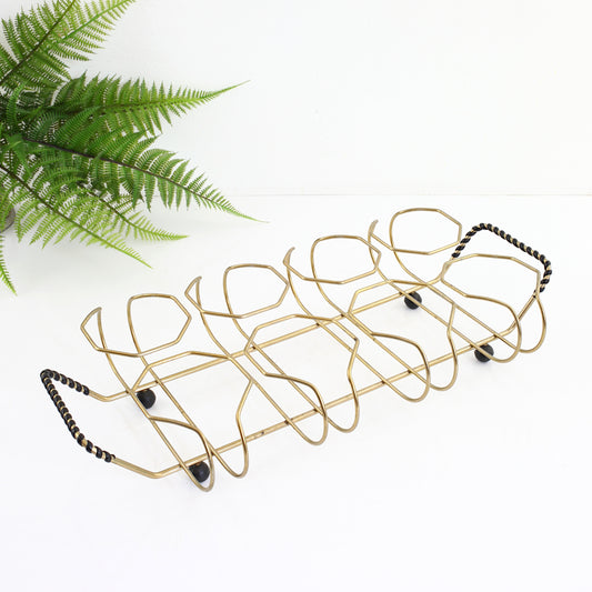 SOLD - Mid Century Modern Gold Wire Drink Carrier