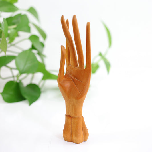 SOLD - Vintage Carved Wood Hand Jewelry Holder