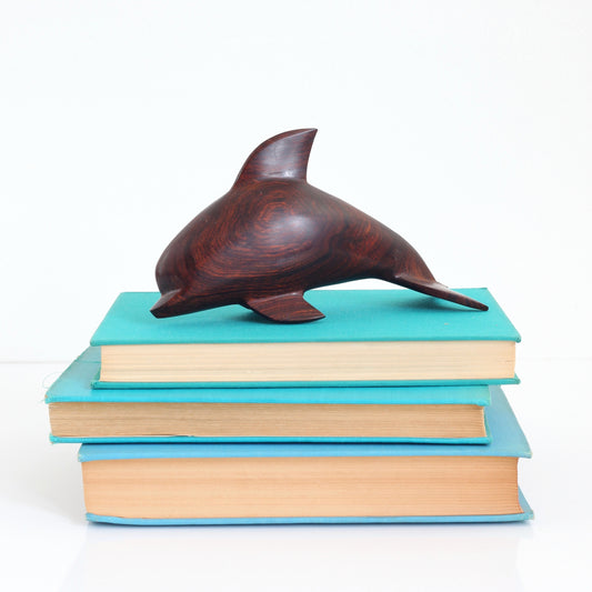 SOLD - Vintage Hand Carved Iron Wood Dolphin