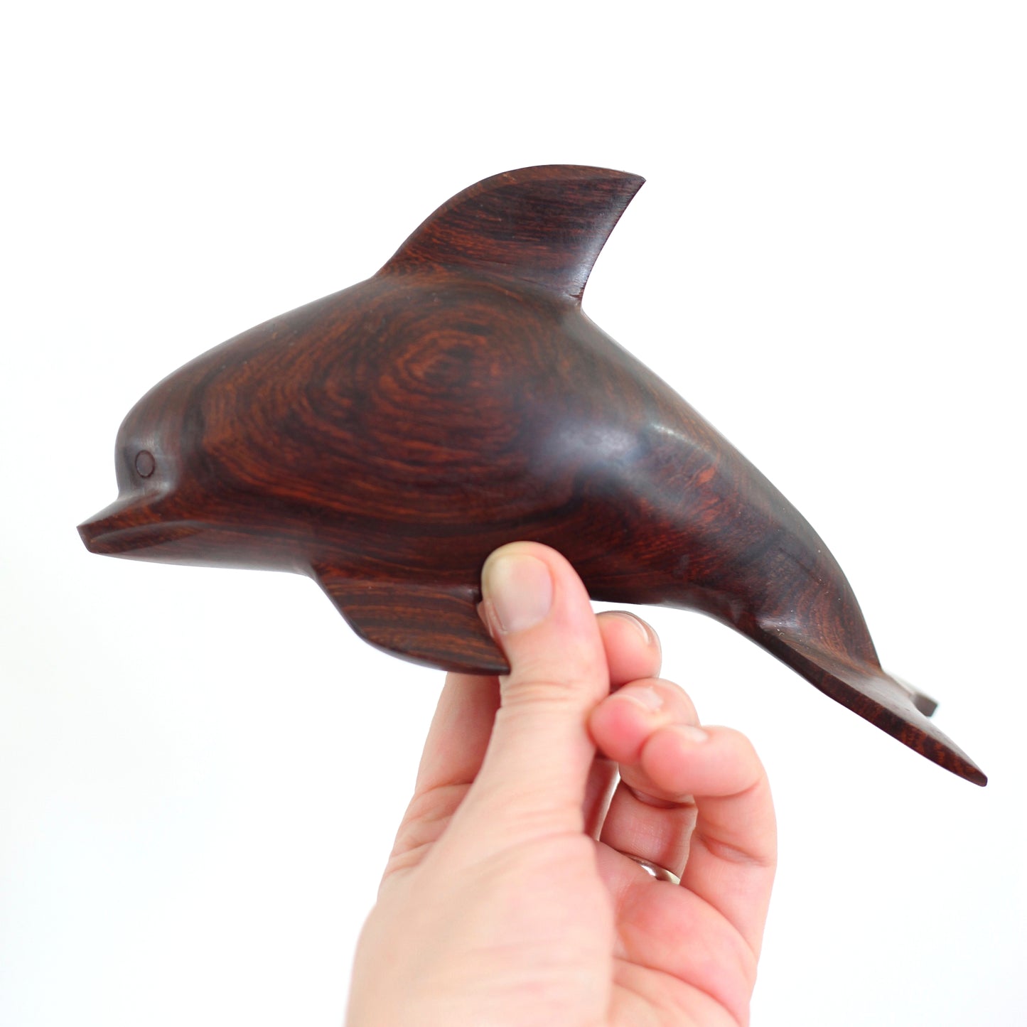 SOLD - Vintage Hand Carved Iron Wood Dolphin