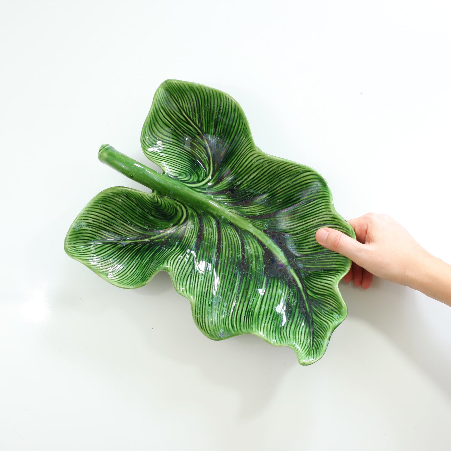 SOLD - XL Mid Century Ceramic Caladium Leaf Dish