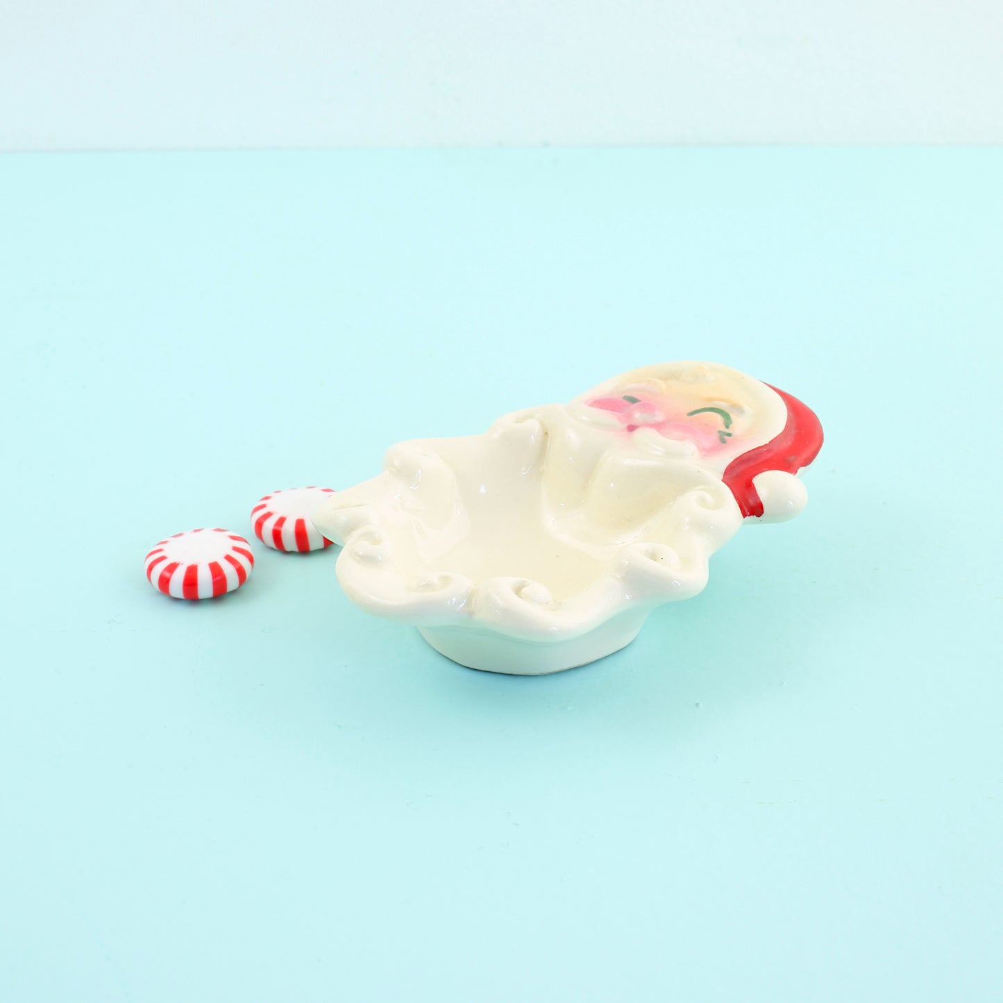 SOLD - Mid Century Winking Santa Trinket Dish