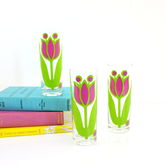 SOLD - Vintage Tulip Tom Collins Glasses by Colony Glass