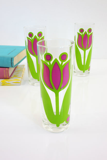 SOLD - Vintage Tulip Tom Collins Glasses by Colony Glass