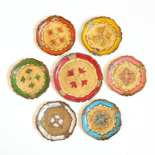 SOLD - Vintage Italian Florentine Coasters Set