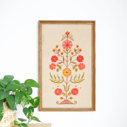 SOLD - Vintage Scandinavian Flowers Crewel Embroidery