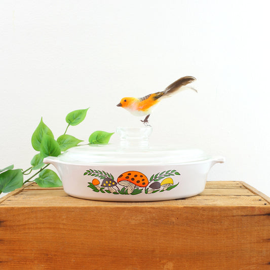 SOLD - Vintage Corning Ware Merry Mushroom Casserole Dish With Lid