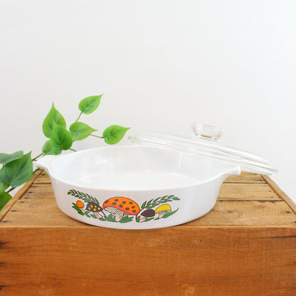 SOLD - Vintage Corning Ware Merry Mushroom Casserole Dish With Lid