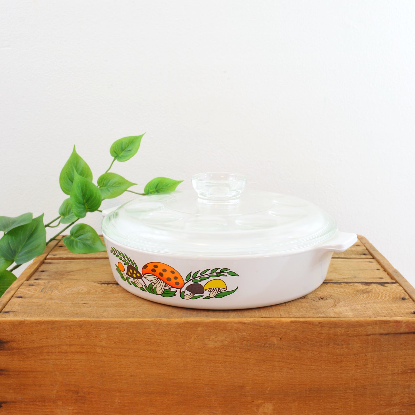 SOLD - Vintage Corning Ware Merry Mushroom Casserole Dish With Lid