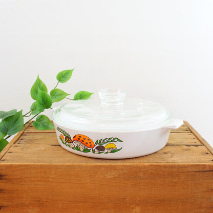 SOLD - Vintage Corning Ware Merry Mushroom Casserole Dish With Lid