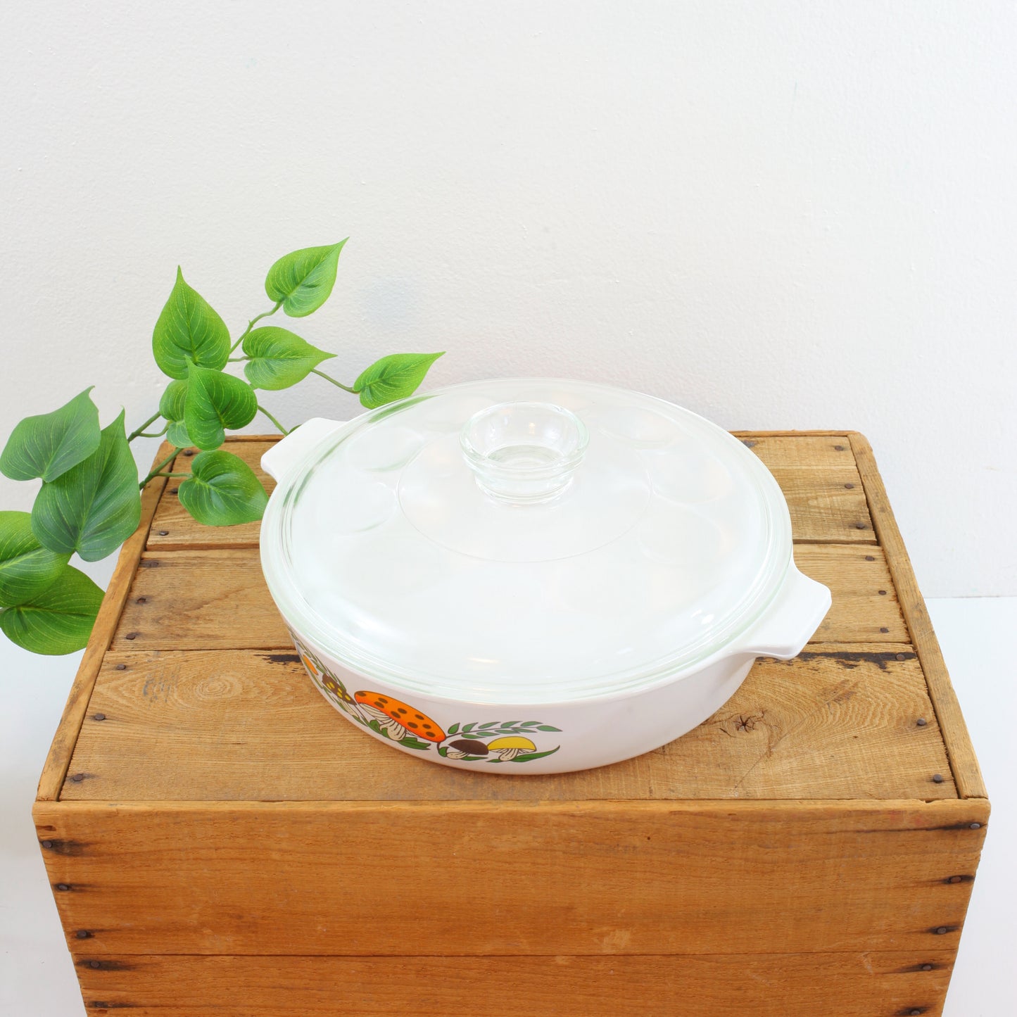 SOLD - Vintage Corning Ware Merry Mushroom Casserole Dish With Lid