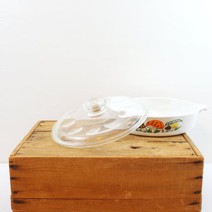 SOLD - Vintage Corning Ware Merry Mushroom Casserole Dish With Lid
