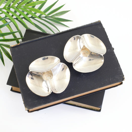 SOLD - Vintage Dansk Silverplate Shell Candle Holders by Paul Schulze
