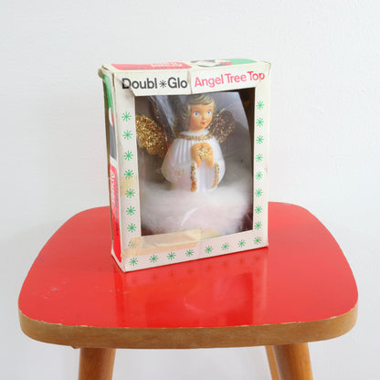 SOLD - Vintage Doubl Glo Glitter Angel Christmas Tree Topper