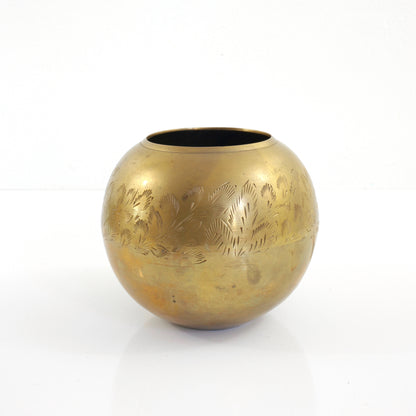 SOLD - Vintage Etched Brass Sphere Vase