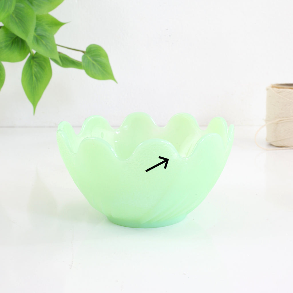 SOLD Vintage Fire King Jadeite Lotus Blossom Bowl Wise Apple Vintage