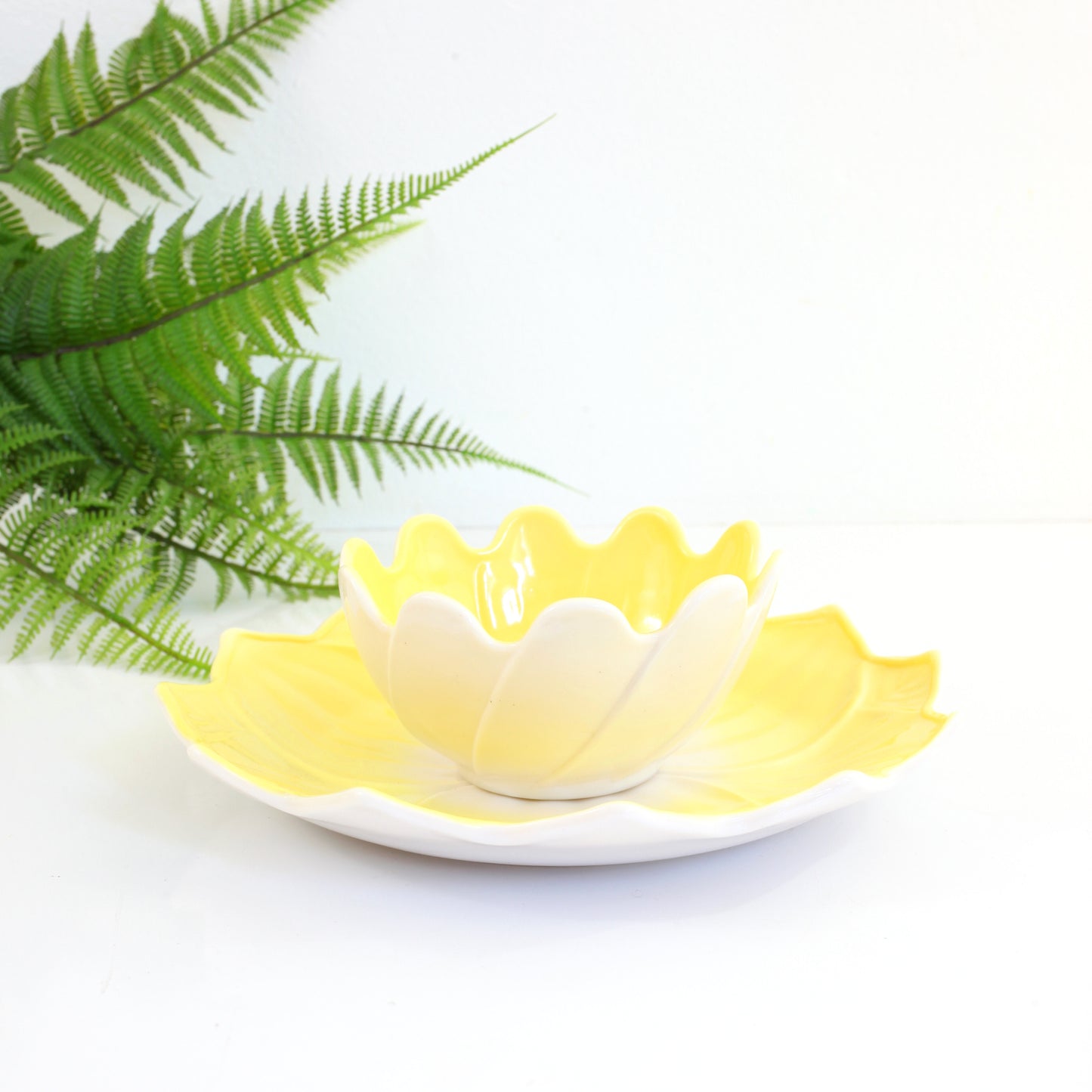 Vintage Fire King Yellow Lotus Blossom Dishes