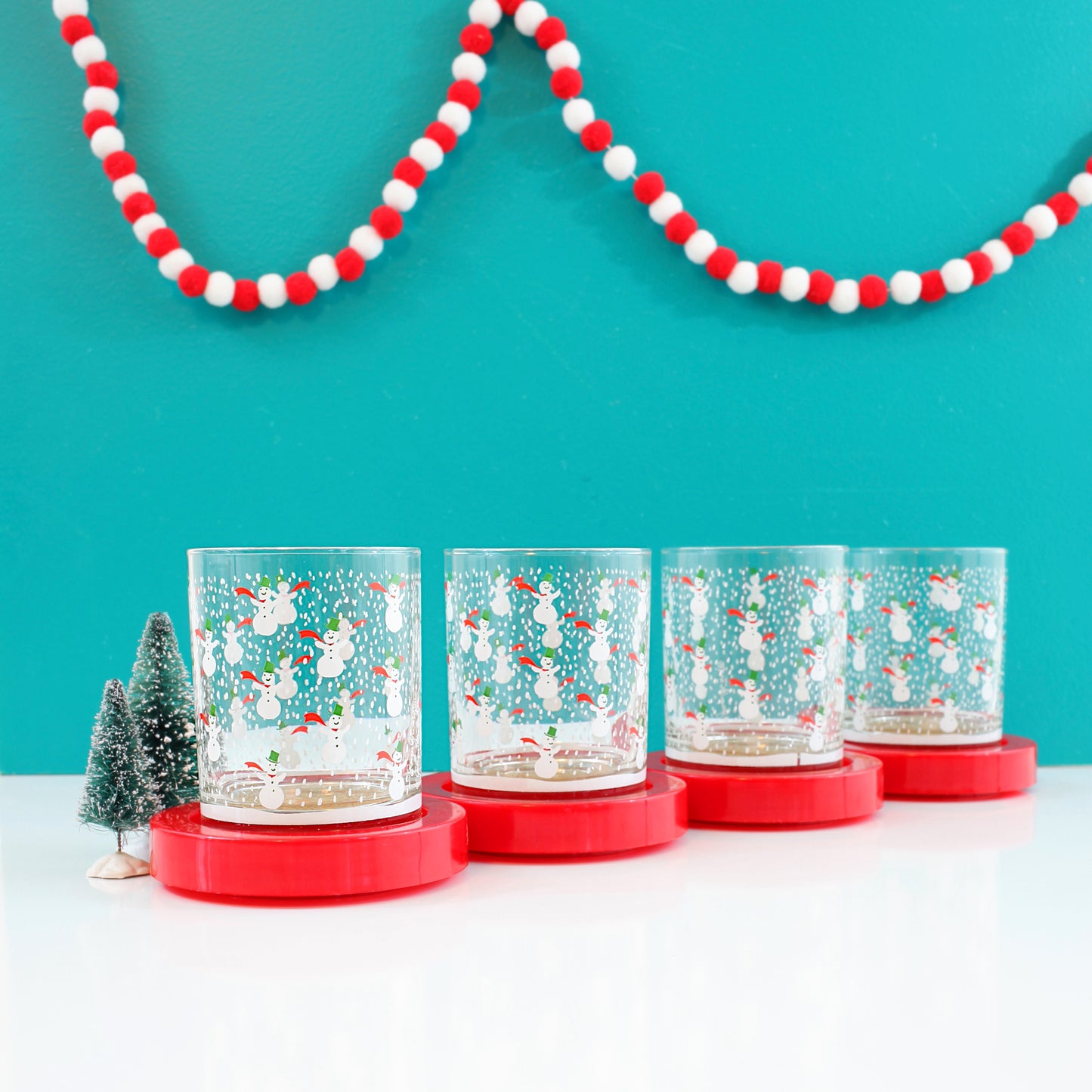 SOLD - Mid Century Georges Briard Snowman Glasses Set