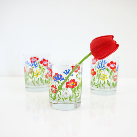 SOLD - Mid Century Georges Briard Wild Flower Glasses