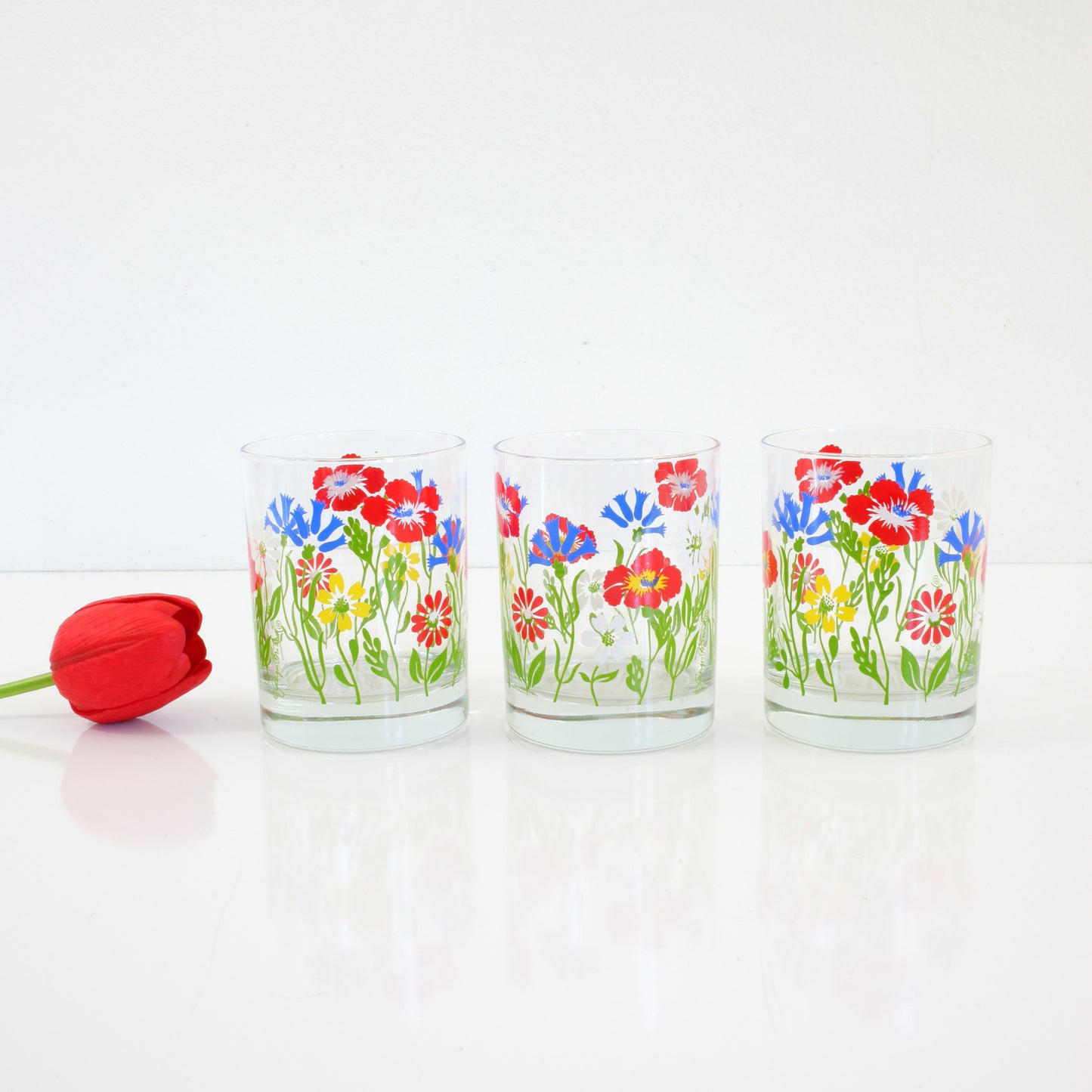 SOLD - Mid Century Georges Briard Wild Flower Glasses