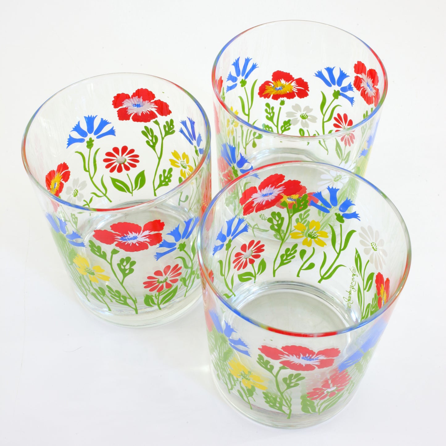 SOLD - Mid Century Georges Briard Wild Flower Glasses