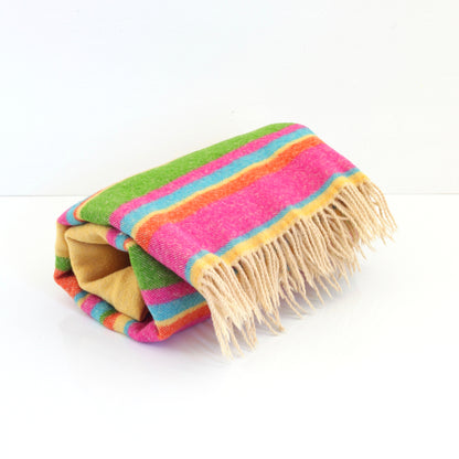 SOLD - Vintage Georg Jensen Damask Colorful Striped Lambswool Throw