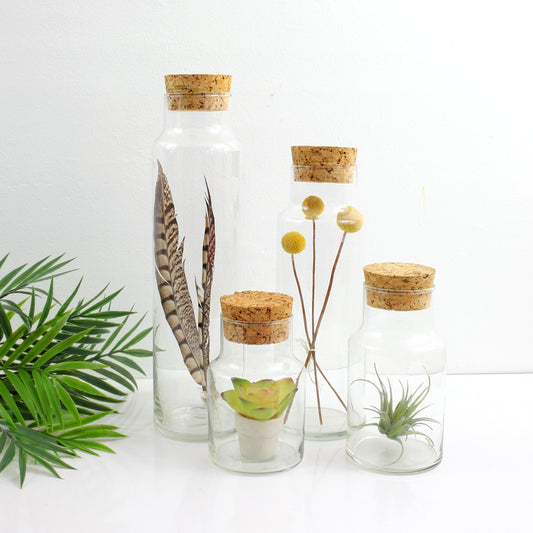 SOLD - Vintage Glass Apothecary Jar with Cork Lid