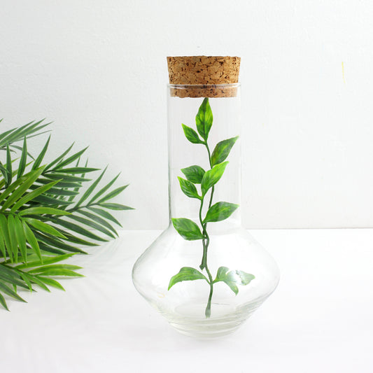 SOLD - Vintage Glass Carafe with Cork Lid