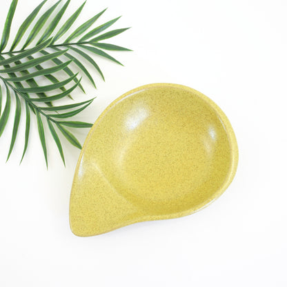 SOLD - Mid Century Glidden Pottery Fong Chow Teardrop Dish in Yellow-Green