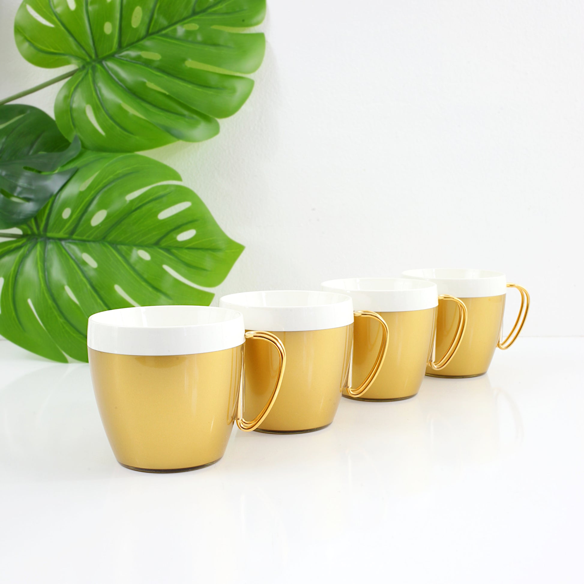 Set of 4 Mid Century Modern Gold NFC Insulated Mugs – Wise Apple Vintage