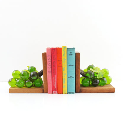 SOLD - Mid Century Modern Green Lucite Grape Bookends