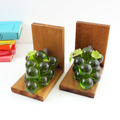 SOLD - Mid Century Modern Green Lucite Grape Bookends
