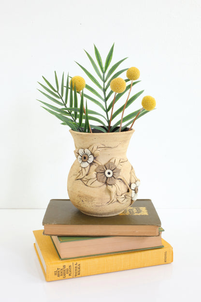 SOLD - Vintage Studio Pottery Vase / Stoneware Flowers