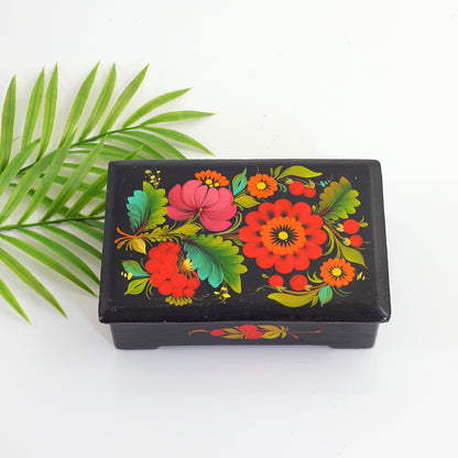 SOLD - Vintage Hand Painted Ukrainian Flower Trinket Box