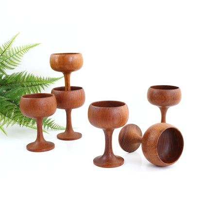 SOLD - Vintage Teak Wood Goblets / Set of Six
