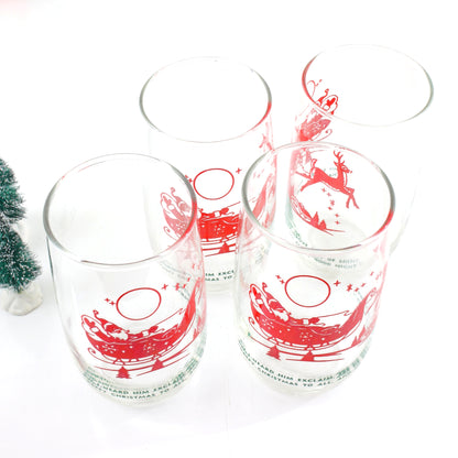 SOLD - Vintage 'Twas The Night Before Christmas Glasses / Santa & Rudolph