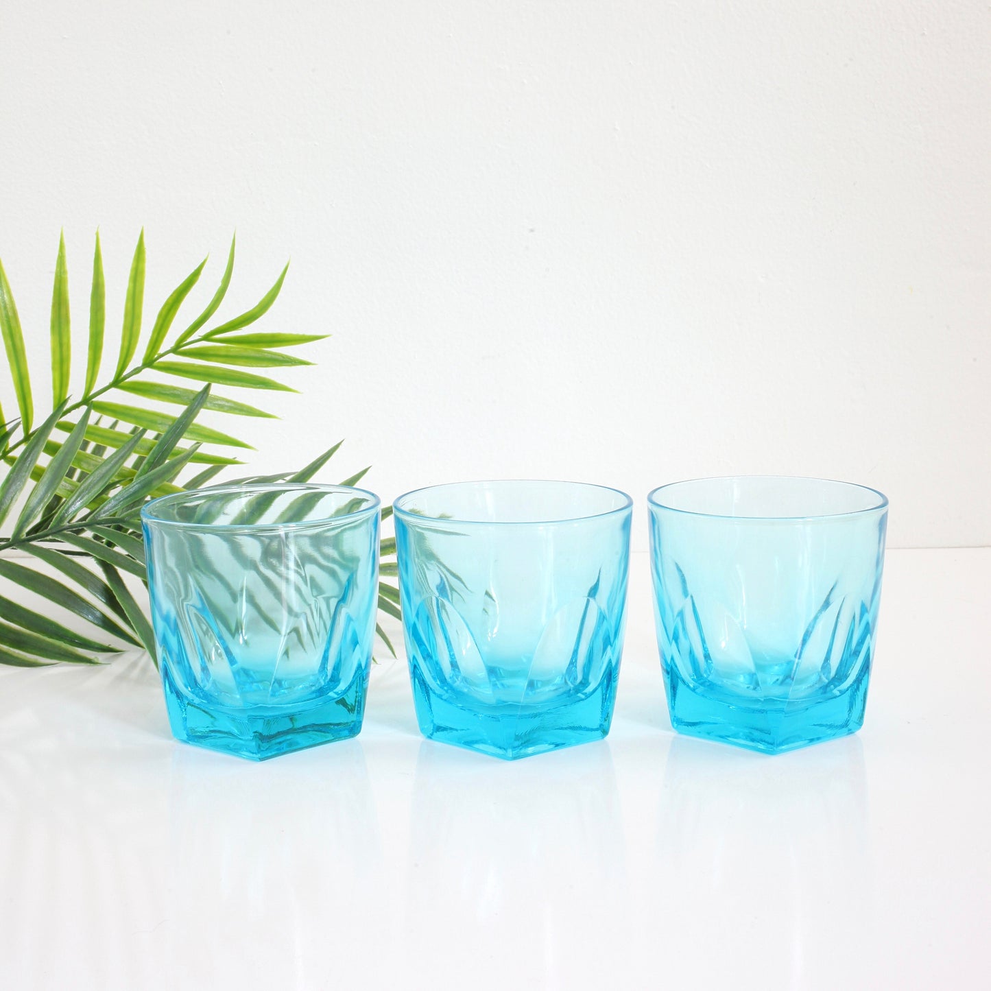 SOLD - Vintage Hazel Atlas Turquoise Capri Gothic Old Fashioned Glasses