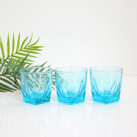 SOLD - Vintage Hazel Atlas Turquoise Capri Gothic Old Fashioned Glasses