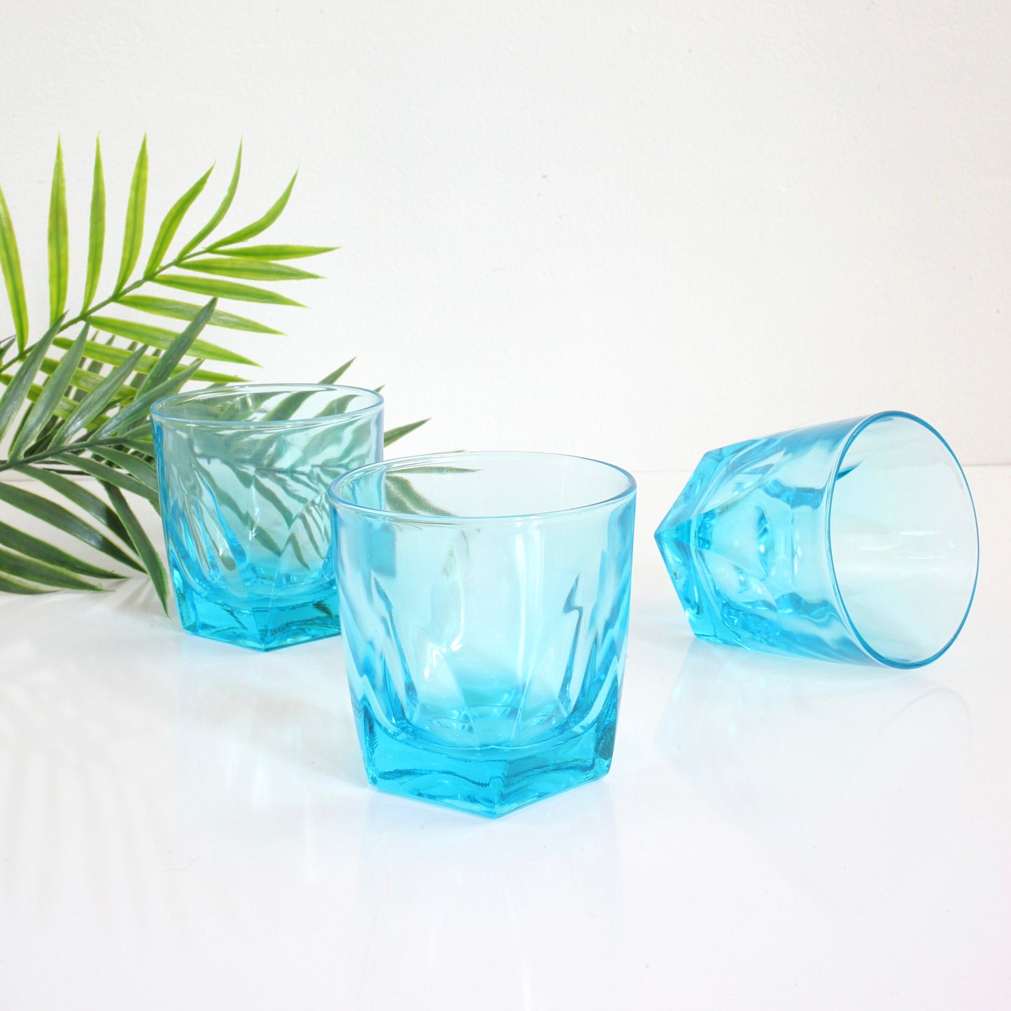 SOLD - Vintage Hazel Atlas Turquoise Capri Gothic Old Fashioned Glasses
