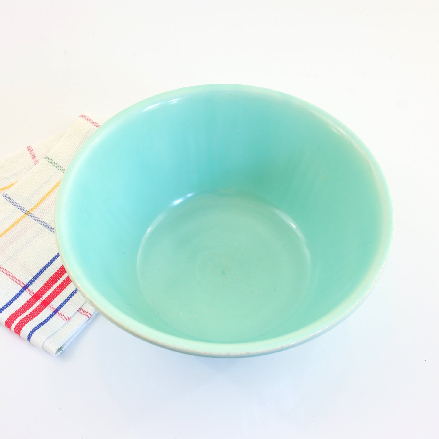 SOLD - Vintage Aqua Homer Laughlin 9.5" Apple Tree Mixing Bowl